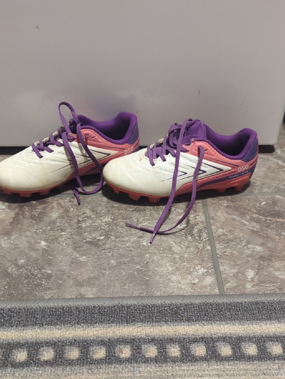DSG White, Purple and Pink Girls' Soccer Cleats